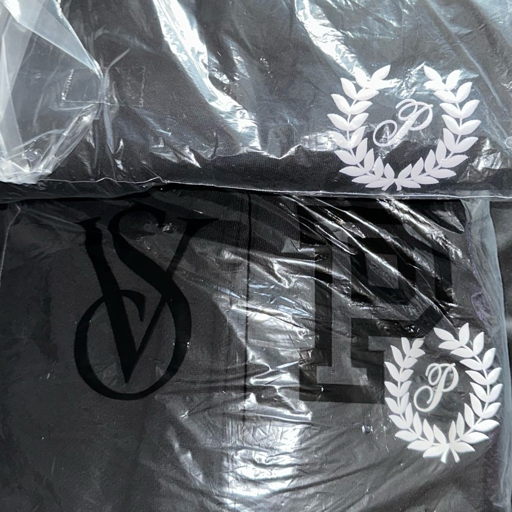 Victoria Secret PINK Black Zip up Set with Logo on both pants & sweatshirt